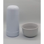 Tigela Molhadeira Em Porcelana Com Mini Garrafa Térmica Termolar (Minigarbo 250 ml Branca) - Complemento Kit Higiene em Porcelana