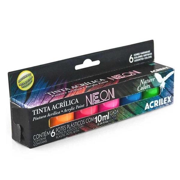 Tinta Acrilica 06 Cores 10ml Neon Acrilex