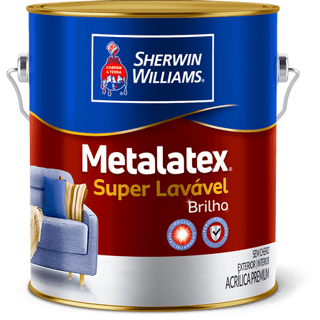 Tinta Acrílica Metalatex Super Lavável Brilho Sherwin Williams 3,6L Branco
