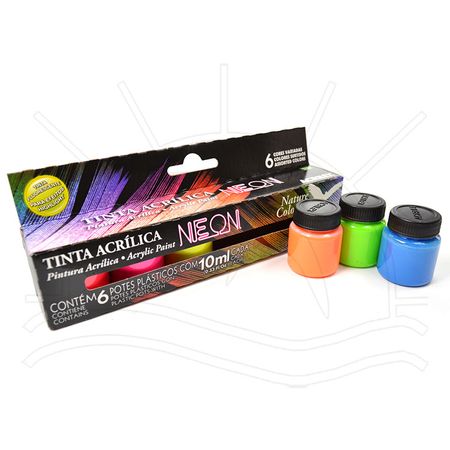 Tinta Acrílica Neon - 6 Cores