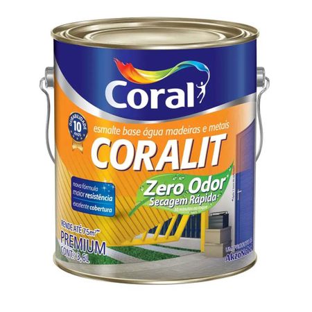 Tinta Esmalte Coral Coralit Secagem Rápida Zero Odor Acetinado 900ml Branco