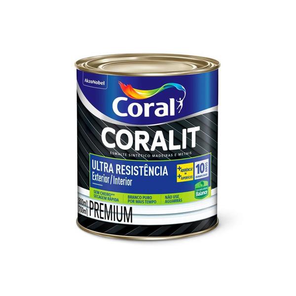 Tinta Esmalte Premium Brilhante Coralit Ultra Resistência Branco 800ml