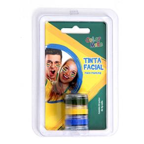 Tinta Facial Cremosa Kit com 3 Verde/Amarelo/Azul - Tamanho Único - Amarelo