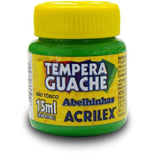 Tinta Guache, Acrilex 020150510, Verde Folha, 15 Ml, Pacote de 12