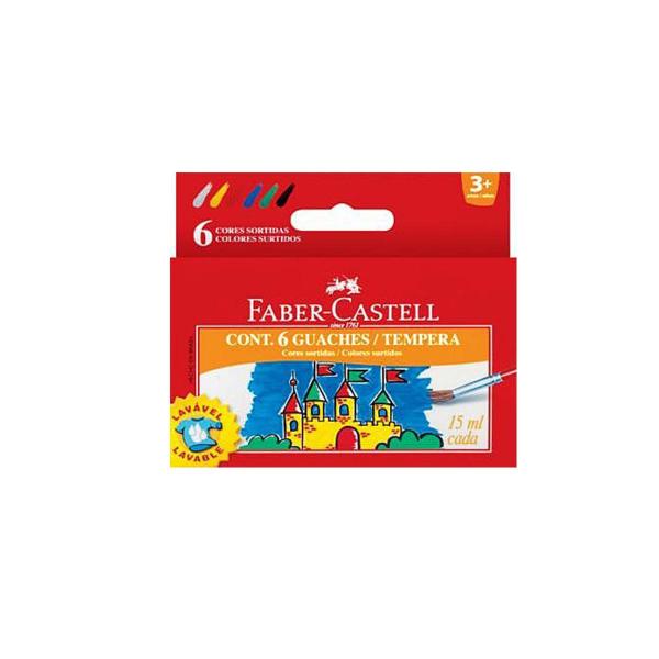 Tinta Guache com 6 Cores Lavável 15ml Faber Castell