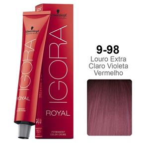 Tinta Igora Royal - 9-98 Louro Extra Claro Violeta Vermelho