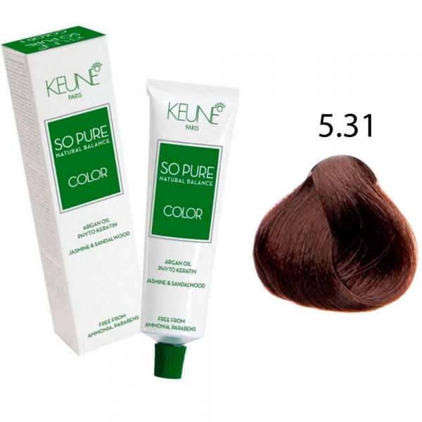 Tinta Keune So Pure 60ml - Cor 5.31 - Castanho Dourado Acinzentado