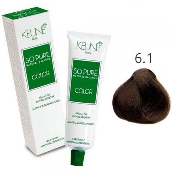 Tinta Keune So Pure 60ml - Cor 6.1 - Louro Escuro Cinza