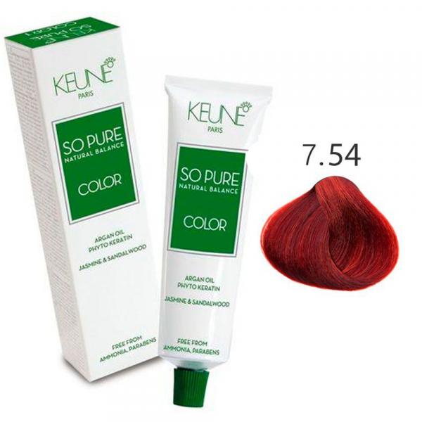 Tinta Keune So Pure 60ml - Cor 7.54 - Louro Médio Mogno Cobre