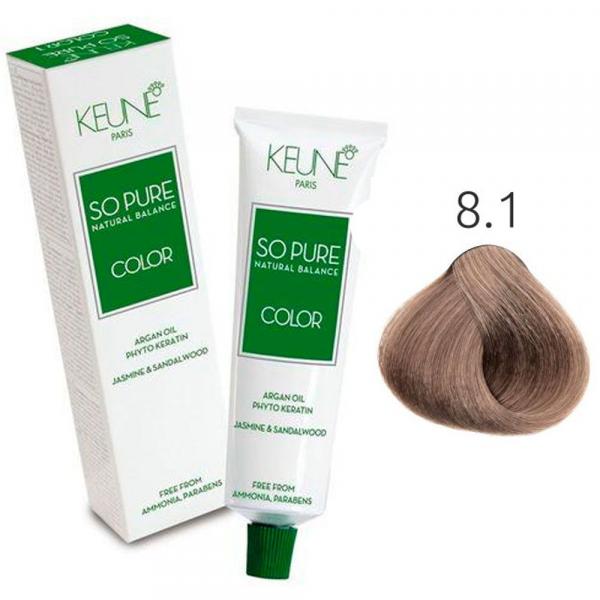 Tinta Keune So Pure 60ml - Cor 8.1 - Louro Claro Cinza