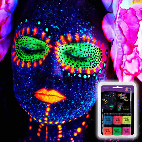 Tinta Líquida Fluorescente 6 Cores Cítricas - Neon Facial