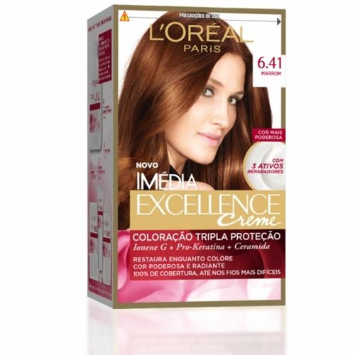 Tinta L'oréal Imédia Kit 6.41 Marrom - Excellence Creme