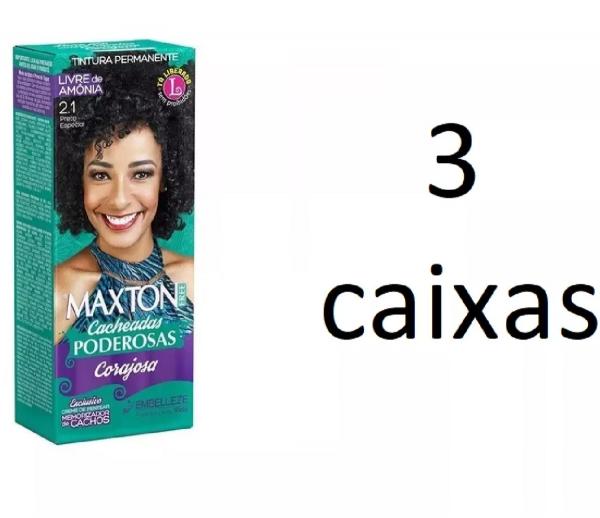 Tinta Maxton Free Cacheadas Poderosas Preto Especial 2.1 ( 3 Caixas ) - Embelleze