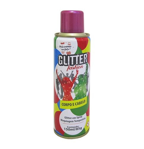Tinta Po Spray Glitter Fashion Corpo e Cabelo Rosa 150Ml 85G - Baston