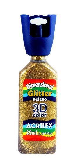 Tinta Relevo Acrilex Dimensional Glitter 035 Ml Ouro 12212-201