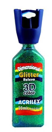 Tinta Relevo Acrilex Dimensional Glitter 035 Ml Verde 12212-206