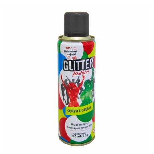 Tinta Spray Glitter Fashion Corpo Cabelo 150ml Preto