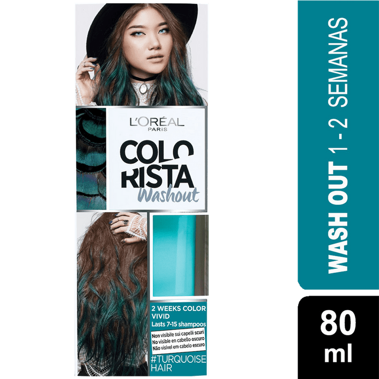 Tintura Colorista de L'Oréal 80 Ml, Wash Out Turquoise