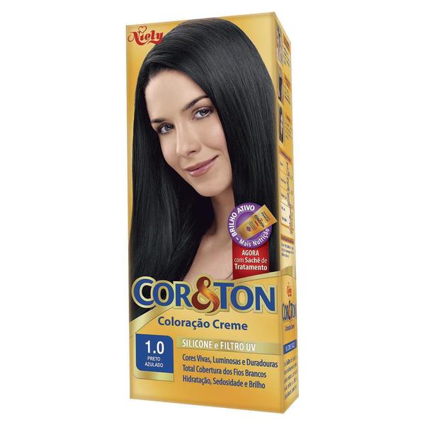Tintura CorTon 1.0 Preto Azulado 50g - Cor e Ton