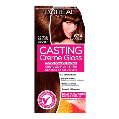 Tintura Creme Casting Creme Gloss L'oréal Pão de Mel 634 Kit