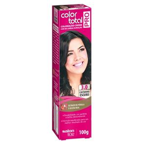 Tintura Creme Color Total Pro Salon Line - Castanho Escuro 3.0 Profissional