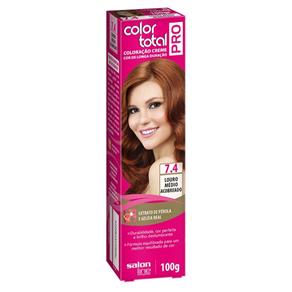 Tintura Creme Color Total Pro Salon Line - Louro Médio Acobreado 7.4 Pro