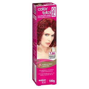 Tintura Creme Color Total Pro Salon Line - Vermelho Sedução 7.66 Pro