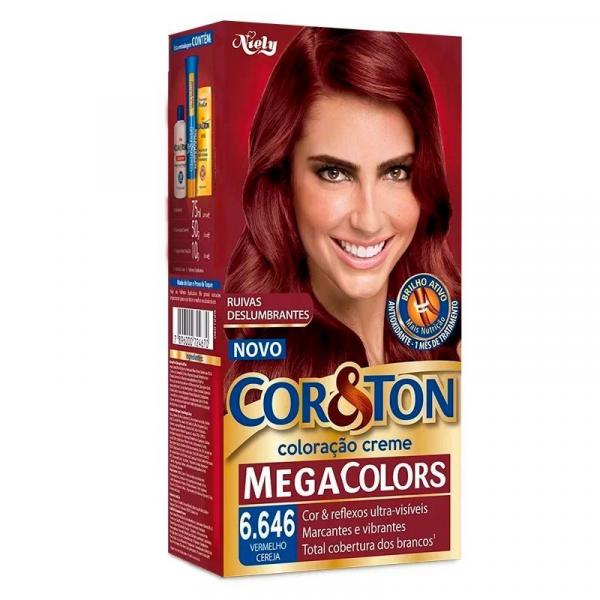 Tintura Creme Cor Ton Megacolors Vermelho Cereja 6.646 - Cor e Ton