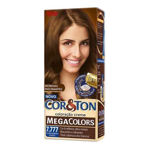 Tintura Creme Cor&Ton Niely Megacolors Louro Marrom Intenso 7.777 Kit