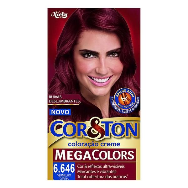 Tintura Creme Cor&Ton Niely Megacolors Vermelho Cereja 6.646 - Cor & Ton