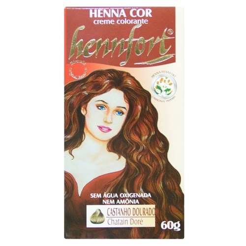 Tintura Creme Henna Hennfort Castanho Dourado 60Ml