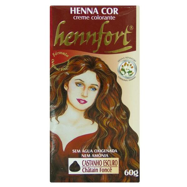Tintura Creme Henna Hennfort Castanho Escuro 60ml