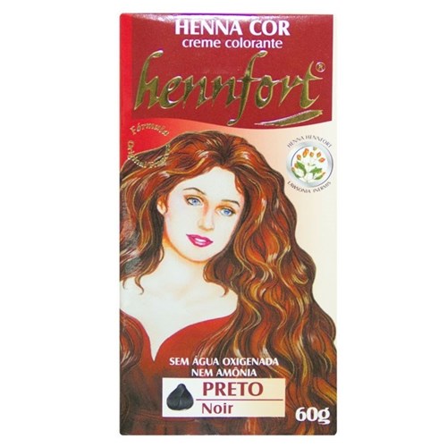Tintura Creme Henna Hennfort Preto 60Ml