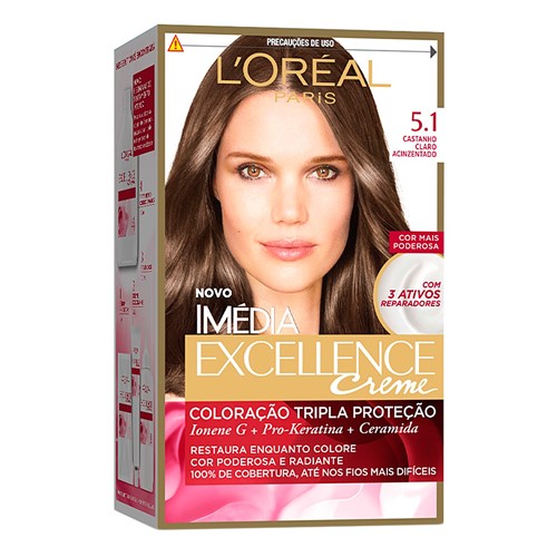 Tintura Creme Imédia Excellence L'oréal Castanho Claro Acinzentado 5.1 Kit