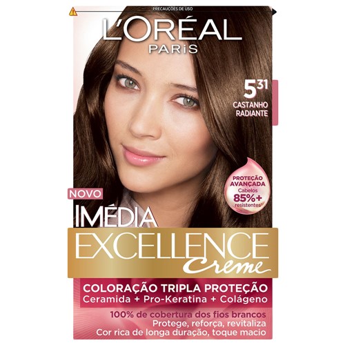 Tintura Creme Imédia Excellence L'oréal Castanho Radiante 531 Kit