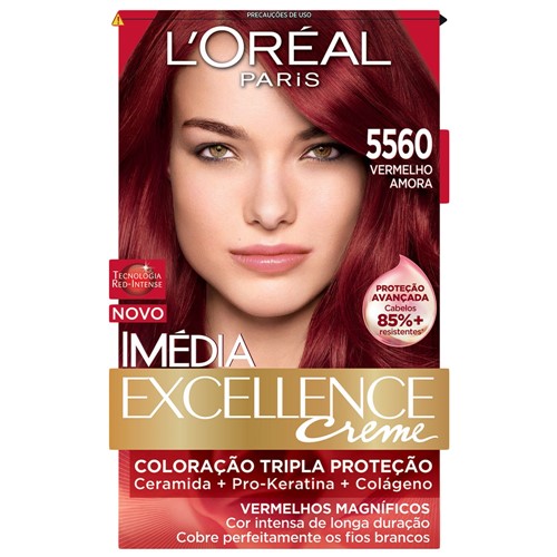 Tintura Creme Imédia Excellence L'oréal Vermelho Amora 5560 Kit