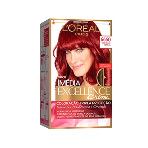 Tintura Creme Imédia Excellence L'oréal Vermelho Cereja 6660 Kit
