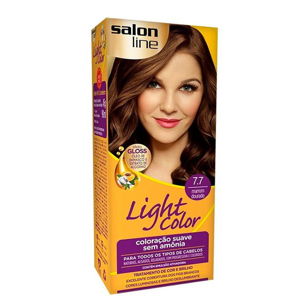 Tintura Creme Salon Line Light Color Marrom Dourado 7.7