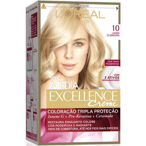Tintura Imédia Excellence Creme L'Oréal - Nº 10 Louro Claríssimo - Loreal - Dpgp - Hpc