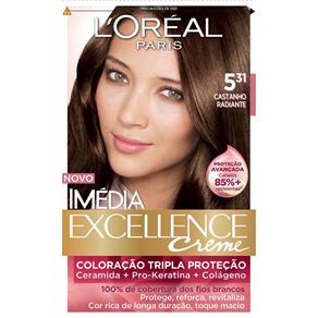 Tintura Imédia Excellence L`Oréal Creme 5.31 Castanho Radiante