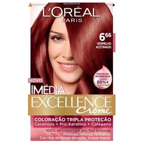 Tintura Imédia Excellence L`Oréal Creme 6.66 Louro Vermelho Acetinado