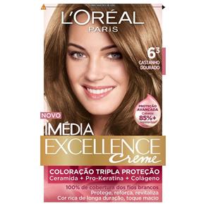 Tintura Imédia Excellence L`Oréal Creme 6.3 Castanho Dourado