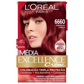 Tintura Imédia Excellence L`Oréal Creme 6660 Vermelho Cereja