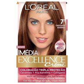 Tintura Imédia Excellence L`Oréal Creme 7.7 Chocolate Dourado