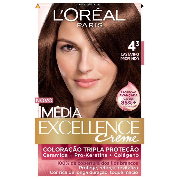 Tintura Imédia Excellence L'Oréal Creme 4.3 Castanho Profundo