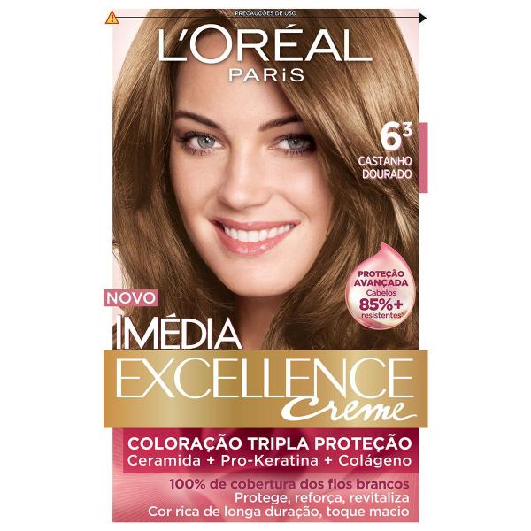 Tintura Imédia Excellence L'Oréal Creme 6.3 Castanho Dourado