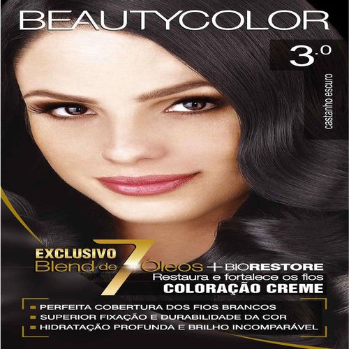 Tintura Permanente Beauty Color 3.0 Castanho Escuro