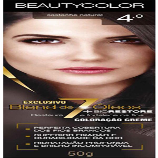 Tintura Permanente Beauty Color 45g 4.0 Castanho Natural - Sem Marca