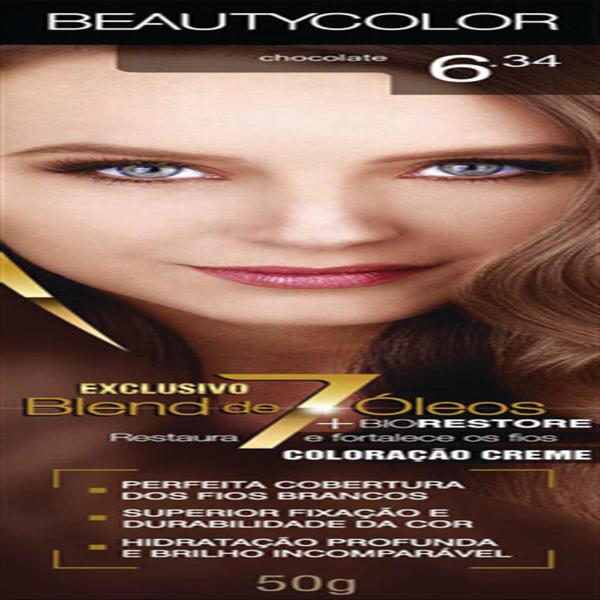 Tintura Permanente Beauty Color 45g 6.34 Chocolate - Sem Marca