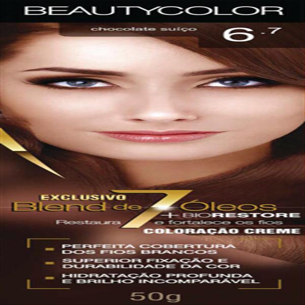 Tintura Permanente Beauty Color 45g 6.7 Chocolate Suiço - Sem Marca